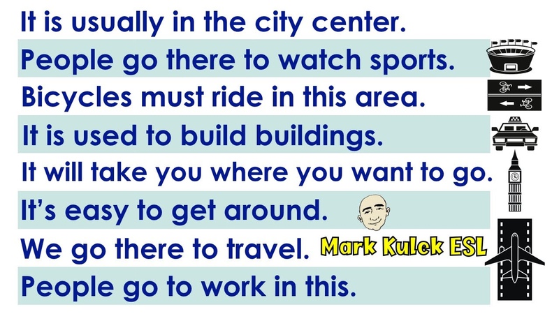 In a City match sentences with its picture + That is. .., For English Mark Kulek