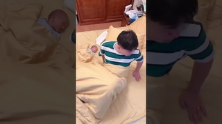 The Son Is Used As A Pillow By His Father#cutebaby #funny #baby#babysitting#fatherlove