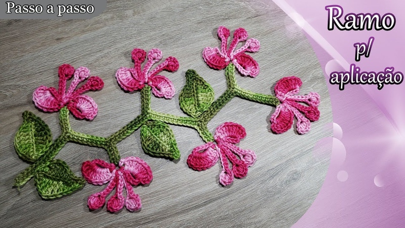 Ramo de flores para aplicação de crochê Simples e fácil,