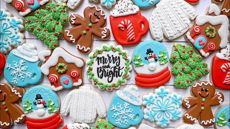 CHRISTMAS COOKIE DECORATING IDEAS Christmas tree, snow globe, snowflake, gingerbread man,