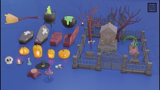 Free Stylized Low Poly Halloween Pack 01