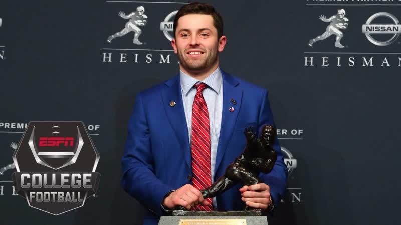 2017 Heisman Trophy winner Baker Mayfield gets emotional thanking his family and coaches,