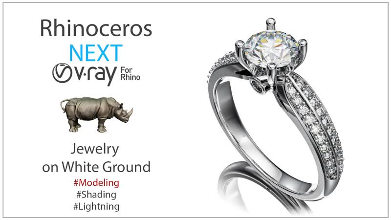 Jewelry Rendering (Ювелирная визуализация). Ring on White Ground V Ray NEXT for Rhino (