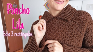 Poncho Lila  hecho con dos rectngulos