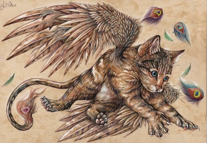 Кошка в перьях