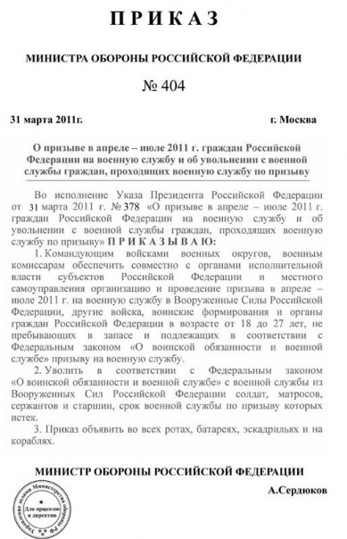 Проекты приказов мо рф