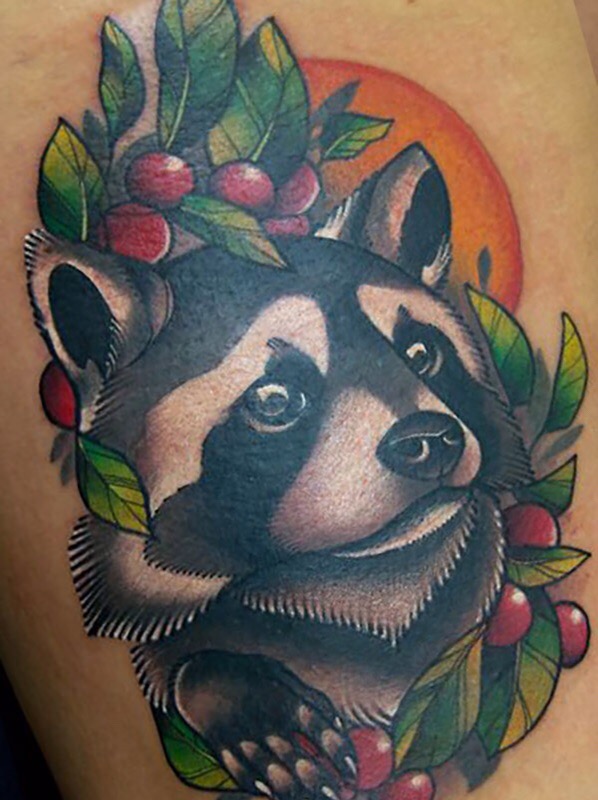 Енот тату эскиз реализм