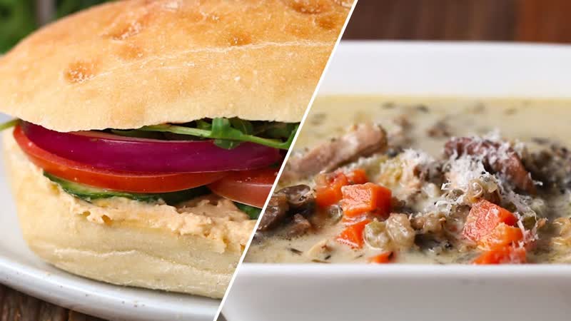Chicken And Wild Rice Soup And Sandwich