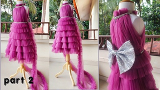 beautiful baby frock cutting and stitching, birthday frock tale attaching, part 2 making
