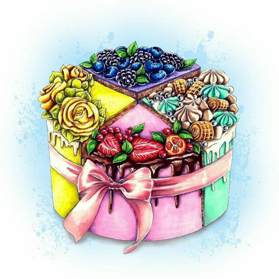 Четвертинки тортов рисунок