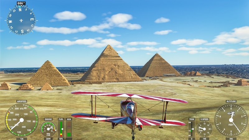 Microsoft Flight Simulator 2020 Flying over the Pyramids of