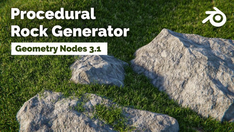 Procedural Rock Generator with procedural Rock Shader Blender Geometry Nodes