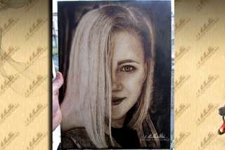 Пирография, женский портрет А3/Pyrography female portrait