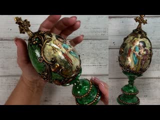 ПАСХАЛЬНОЕ ЯЙЦО. ИМИТАЦИЯ МАЛАХИТА. ЗОЛОЧЕНИЕ. EL HUEVO DE PASCUA. IMITACIN DE MALAQUITA. DORADO.