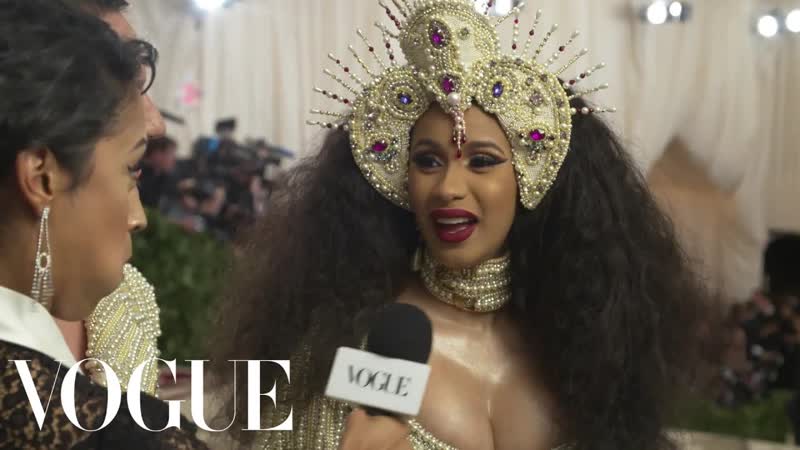 Cardi B on Her Kicking Baby and Pearl Covered Dress, Met Gala 2018 With Liza Koshy,